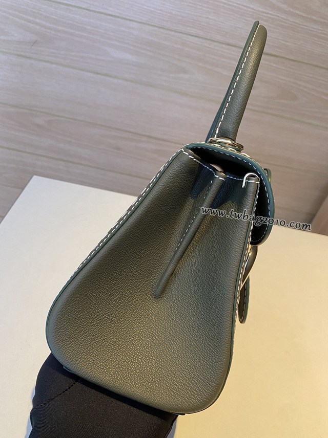 Delvaux專櫃新色軍綠色brillant手提包 德爾沃togo皮手縫蠟線小號女包 bxs1042